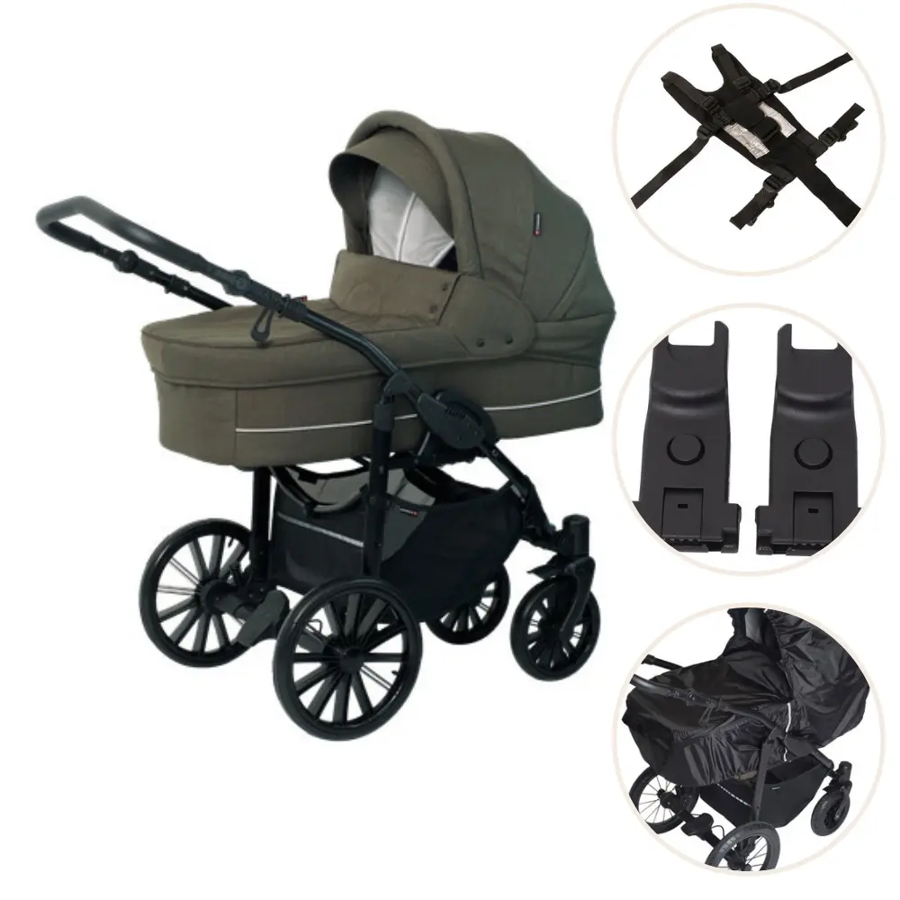 Nordic Lux Barnevogn Pakke   Dusty Olive fra Basson