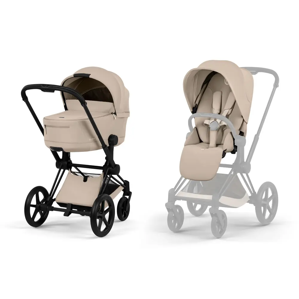 Priam Kombivogn Black Inkl. Liggedel Cozy Beige fra Cybex