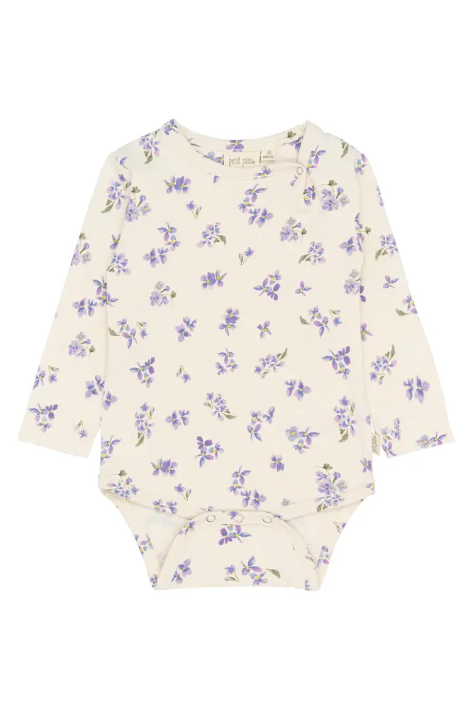 Star Langærmet Body   Eggnog Viola   74 Cm fra Petit Piao