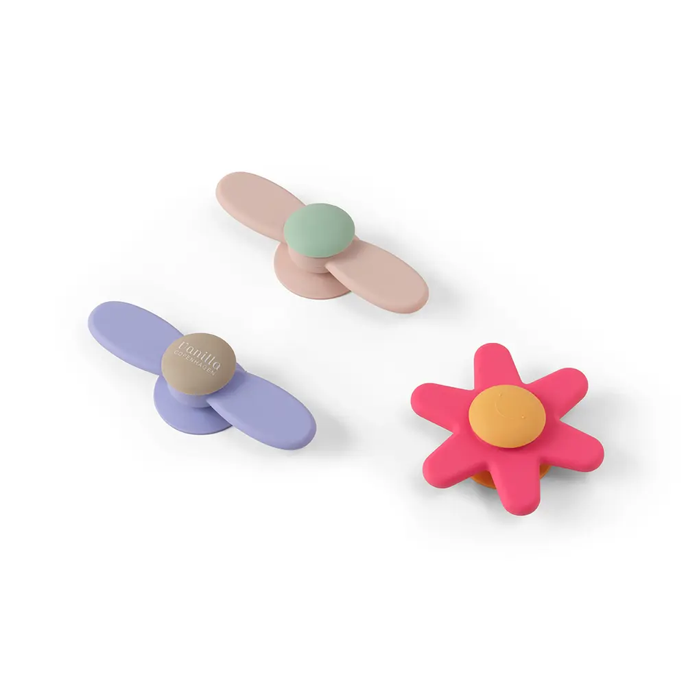 Baby Spinners Med Sugekop   3 Pak   Pink fra Vanilla Copenhagen