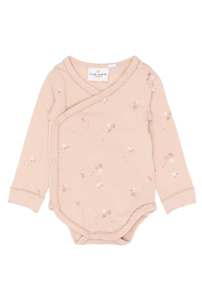 Tova Langærmet Wrap Body   Peach Whip Aop   74 fra The New Siblings