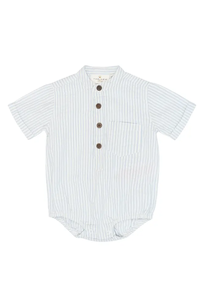 Toby Kortærmet Body   Heather Striped   74 fra The New Siblings