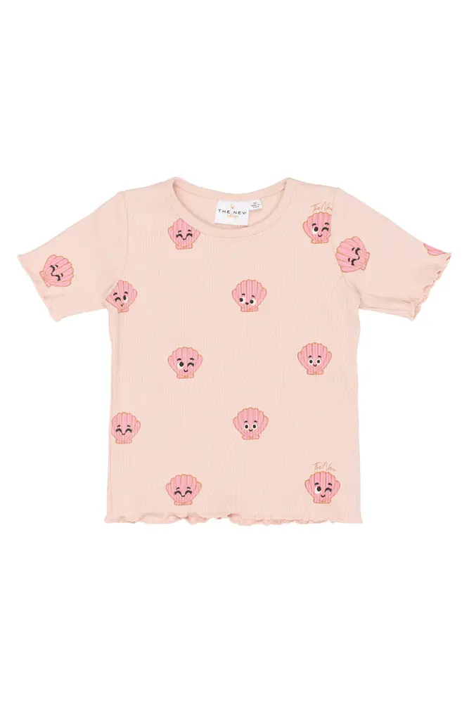 Tinker Rib T Shirt   Peach Whip Aop   110 fra The New Siblings