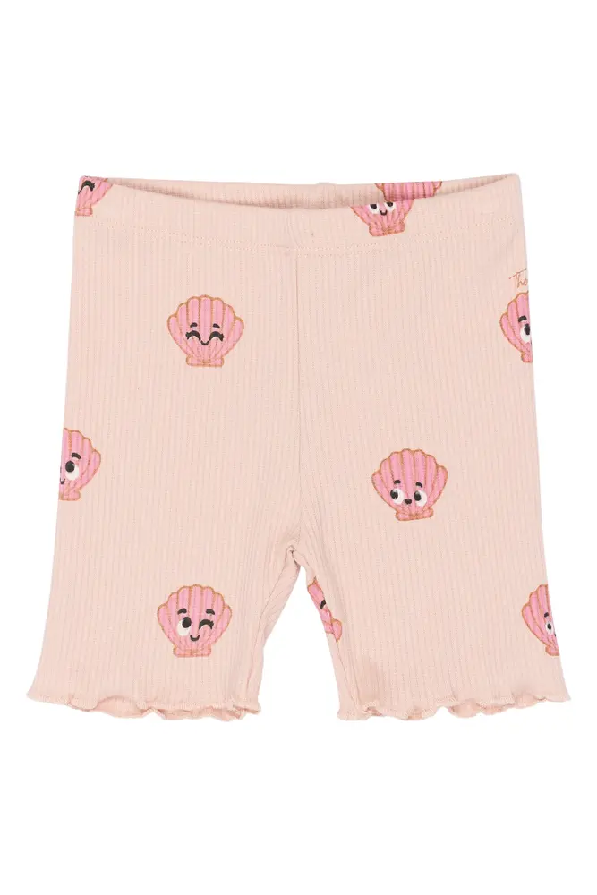 Tinker Rib Shorts   Peach Whip Aop   110 fra The New Siblings