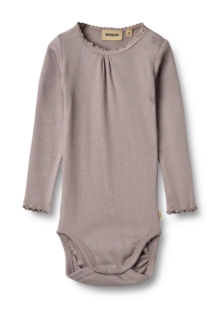 Lotta Rib Body Langærmet Dusty Purple 12 Mdr. fra Wheat