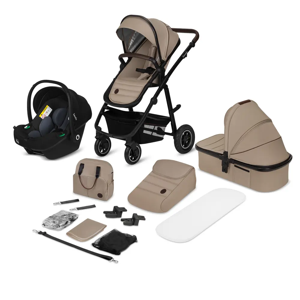 Amber 3in1 Kombivognspakke   Beige Sand fra Lionelo