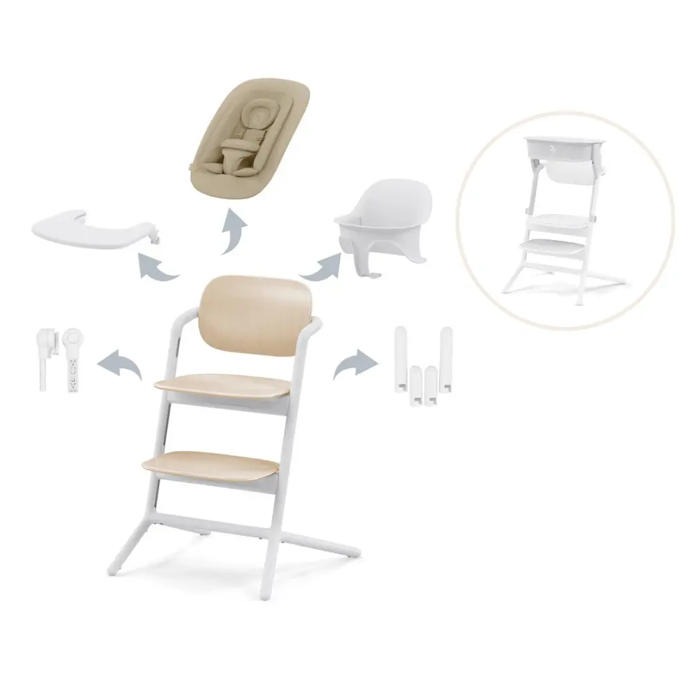 Lemo Højstol 4i1 Inkl. Læringstårn   Sand White | All White fra Cybex