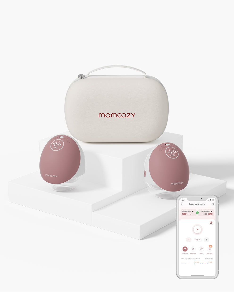 M9 Dobbelt Bærbar Brystpumpe     Rød fra Momcozy