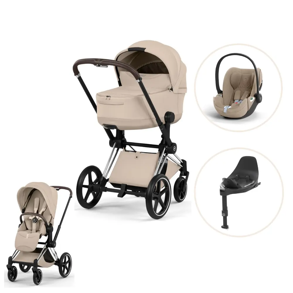 Priam Style Kombivogn Inkl. Cloud T Plus Og Base T   Cozy Beige Chrome Brown fra Cybex