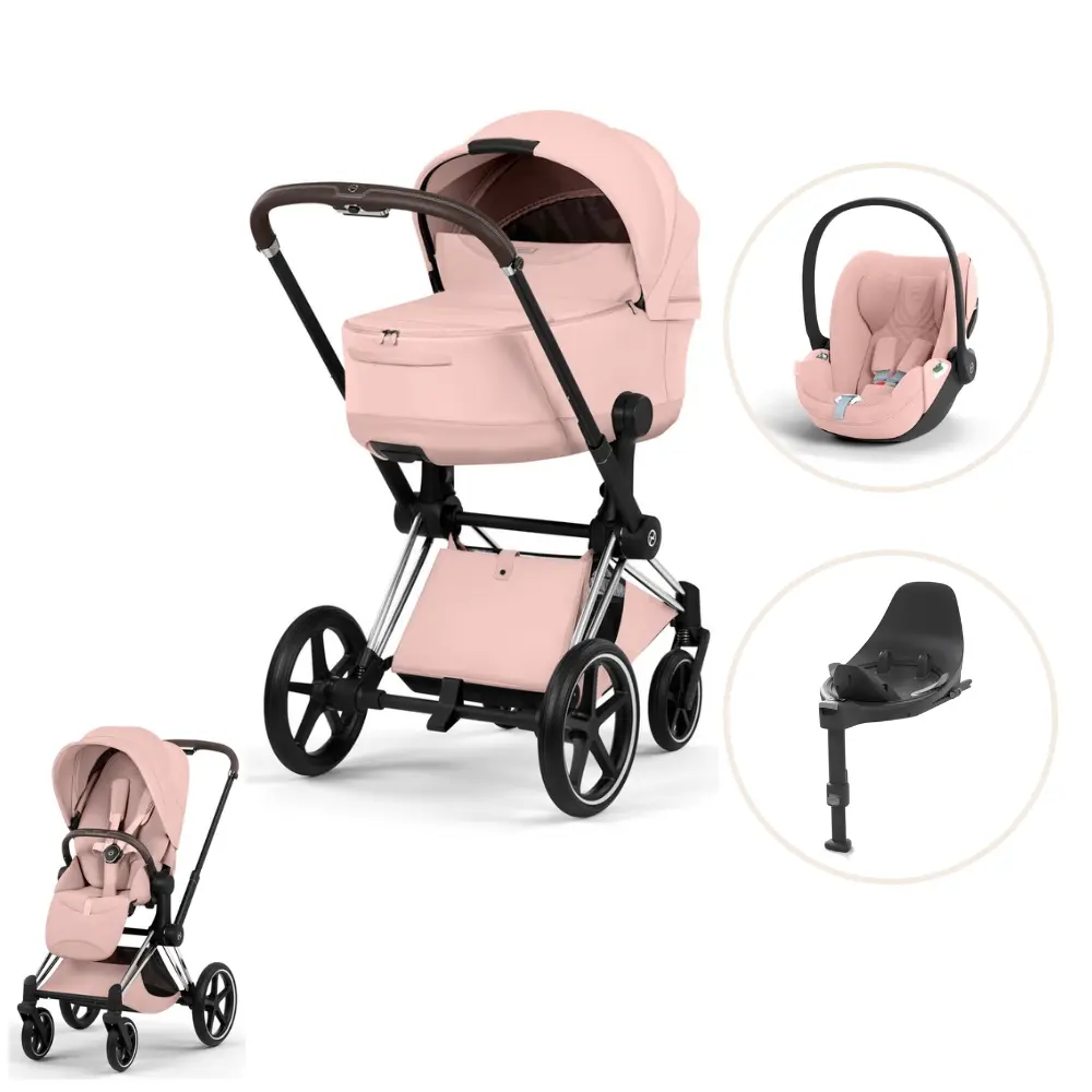 Priam Style Kombivogn Inkl. Cloud T Plus Og Base T   Peach Pink Chrome Brown fra Cybex