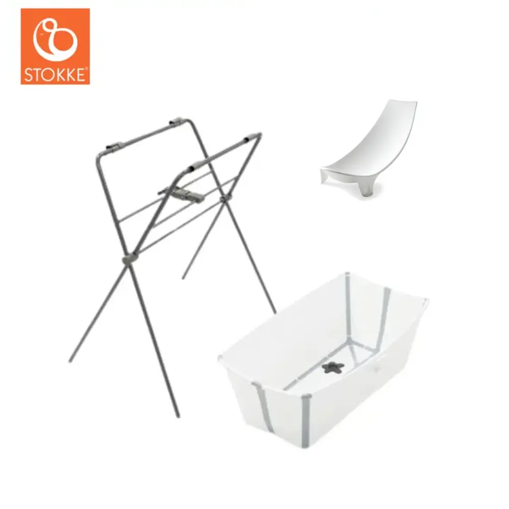 Stokke Flexi Bath Hvid Inkl. Grå Stativ fra Stokkeâ®