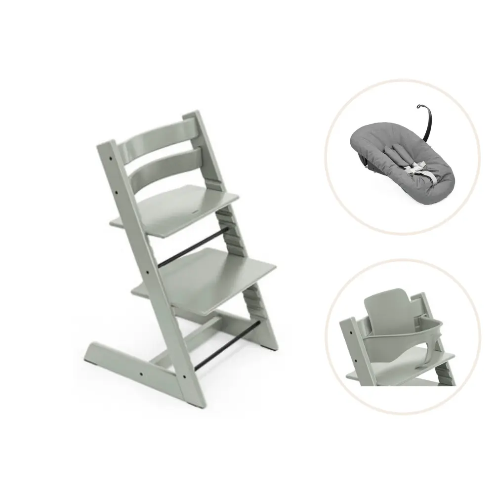 Tripp Trapp Højstol Bøg Inkl. Newborn Sæt Og Babysæt   Glacier Green fra Tripp Trappâ®