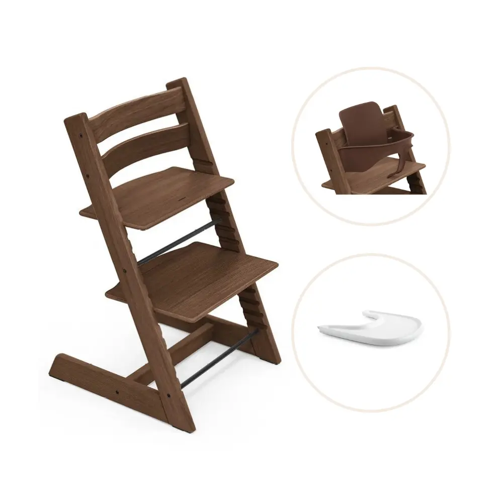 Tripp Trapp Højstol Eg Inkl. Babysæt Og Tray   Warm Brown fra Stokkeâ®
