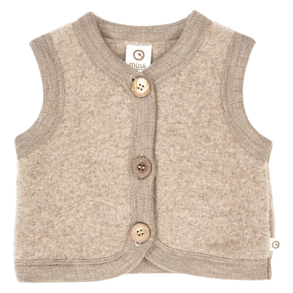 Vest I Merinould Fleece   Balsam Melange    62 fra Müsli
