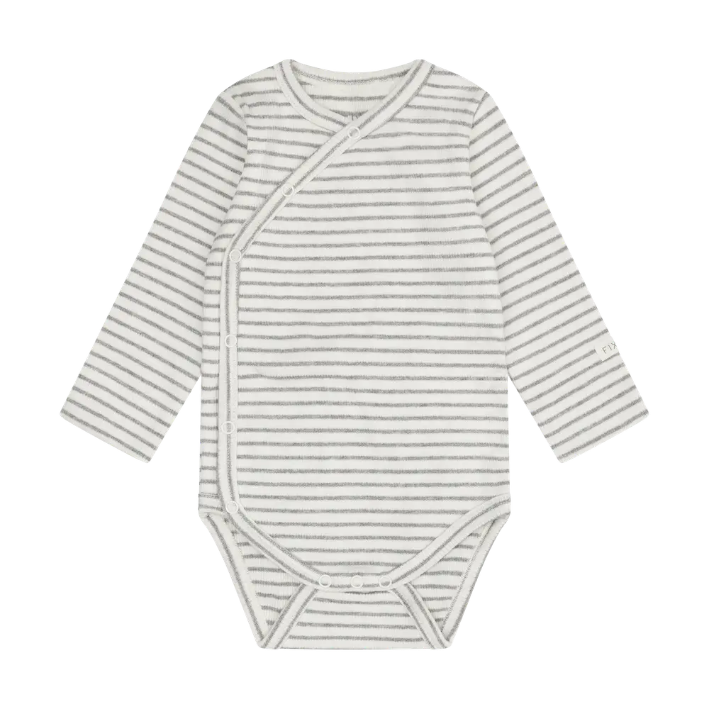 Langærmet Rib Wrap Body   Flint Gray Melange   44 fra Fixoni