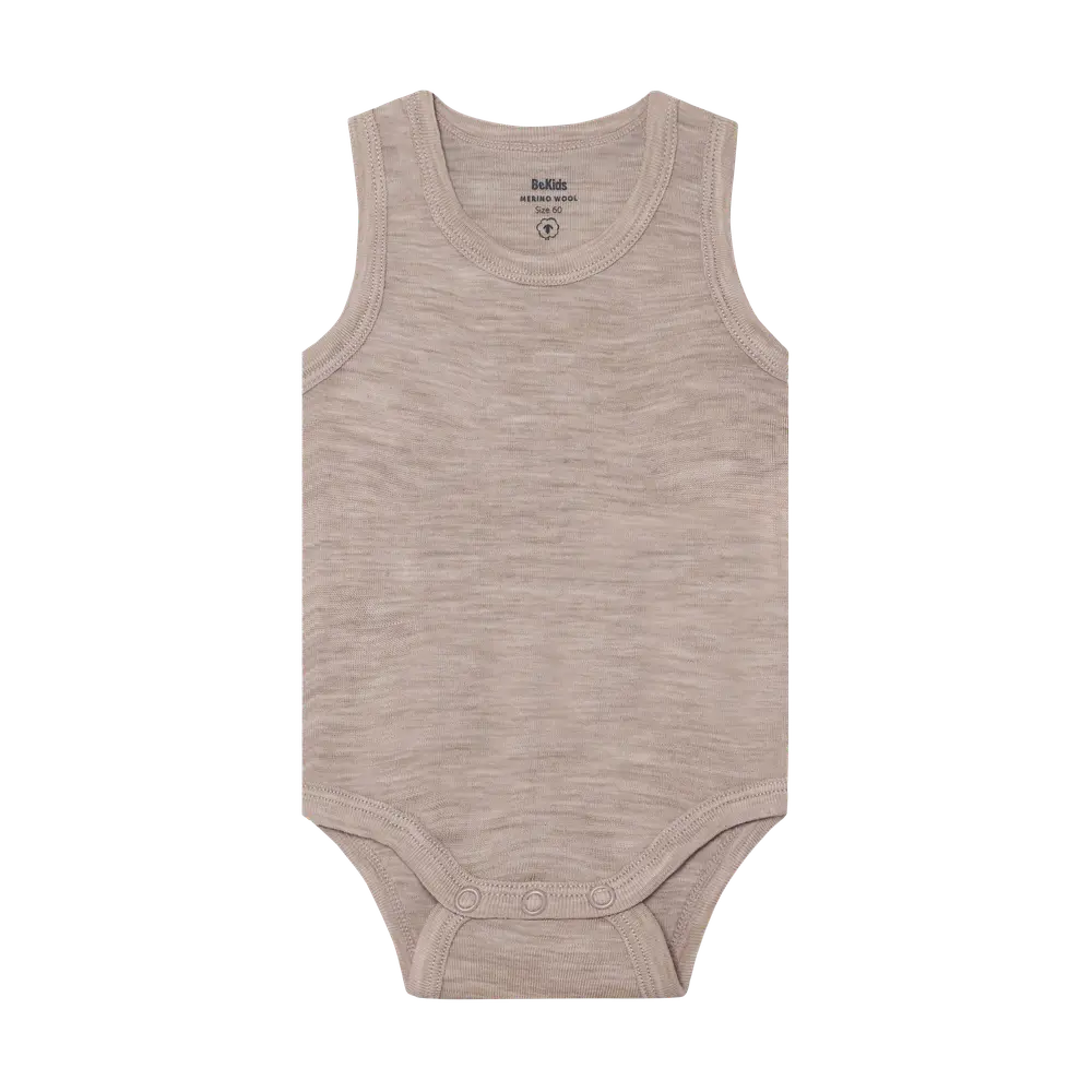 Uld Body Uden ærmer   Mocha Meringue Melange   90 fra Bekids