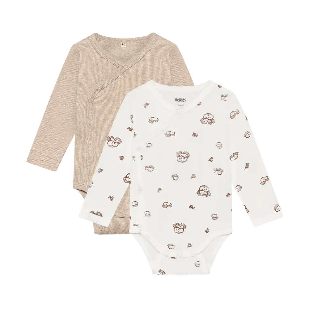Langærmet Wrap Body 2 Pak   Silver Mink   60 fra Bekids
