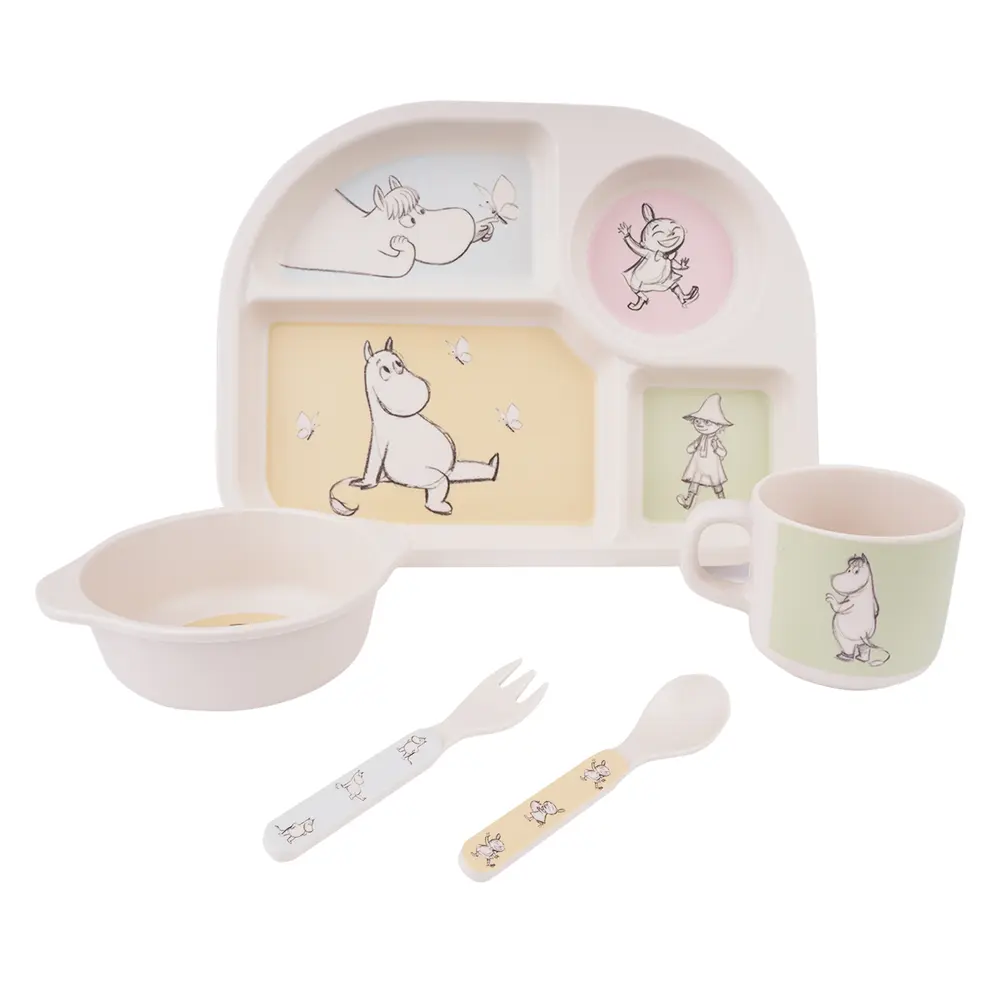 Moomin   Mealtime Set W. 4 Rooms Plate   5 Dele fra Barbo Toys
