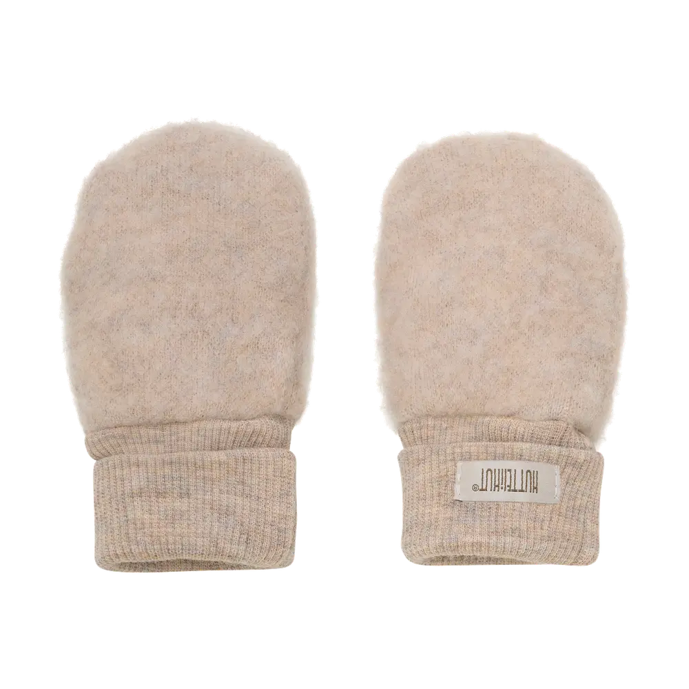 Uld Fleece Vanter   Camel Melange   86 92 fra Huttelihut