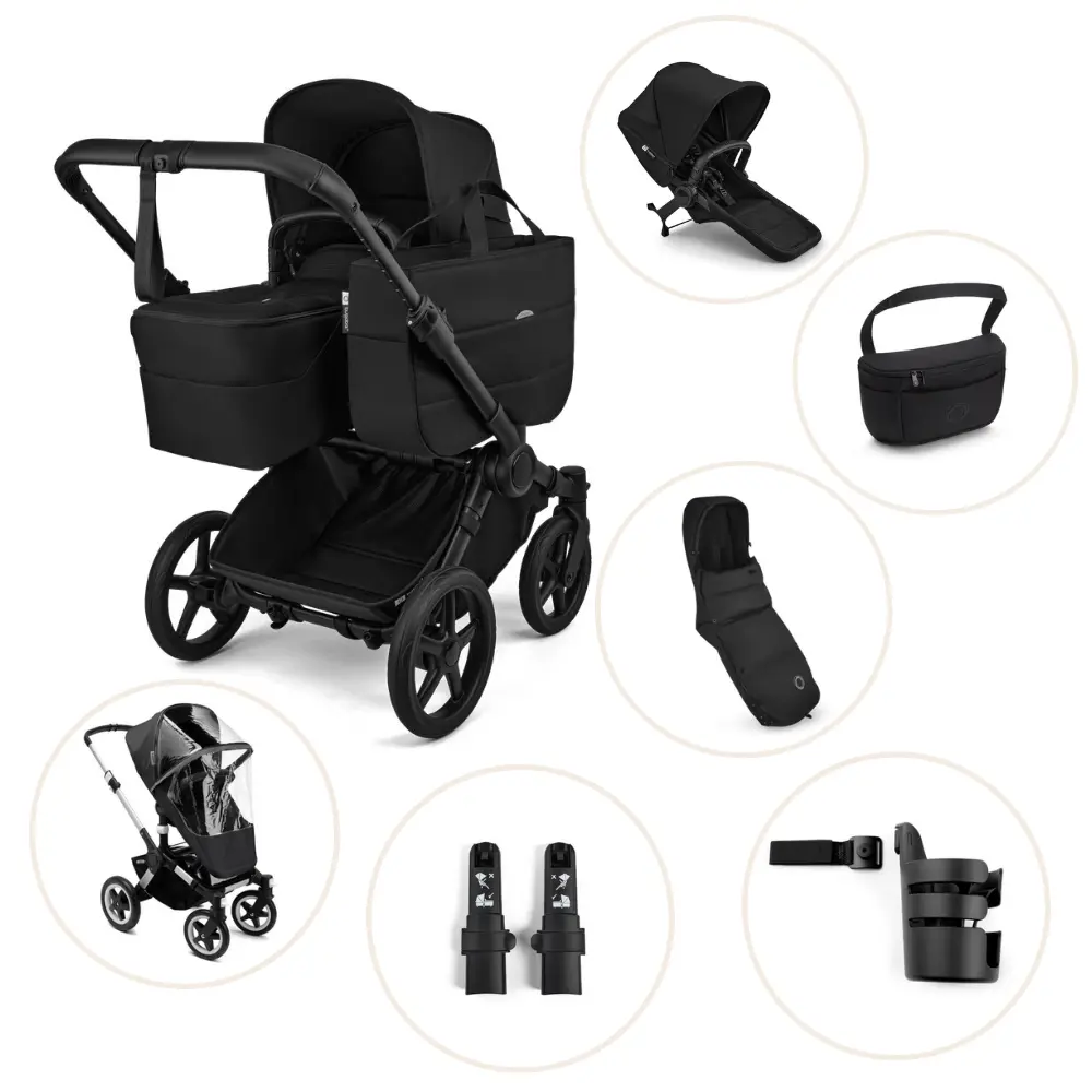 Donkey 6 Kombivogn Inkl. Søskendesæde, Organizer, Kørepose, Kopholder, Højdeadapter Og Regnslag Heritage Black fra Bugaboo