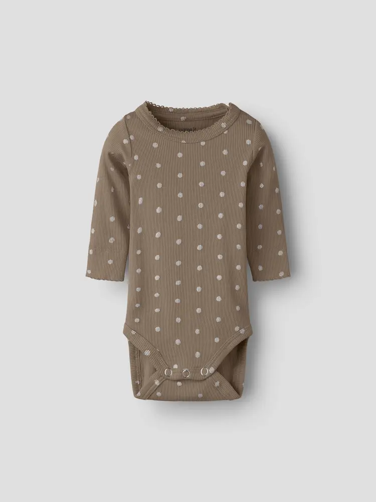 Lona Langærmet Body   Taupe Gray   68 fra Name It