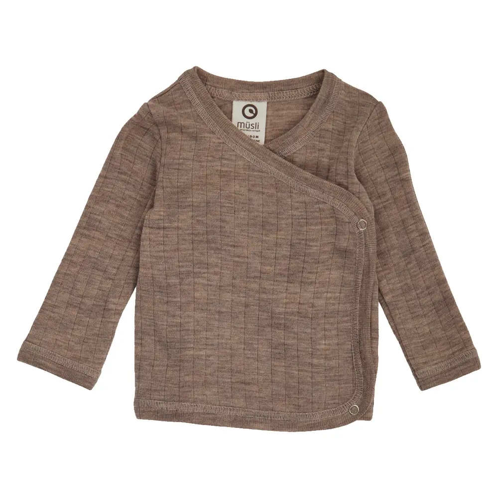 Uld Rib Wrap Cardigan   Walnut Melange    68 fra Müsli