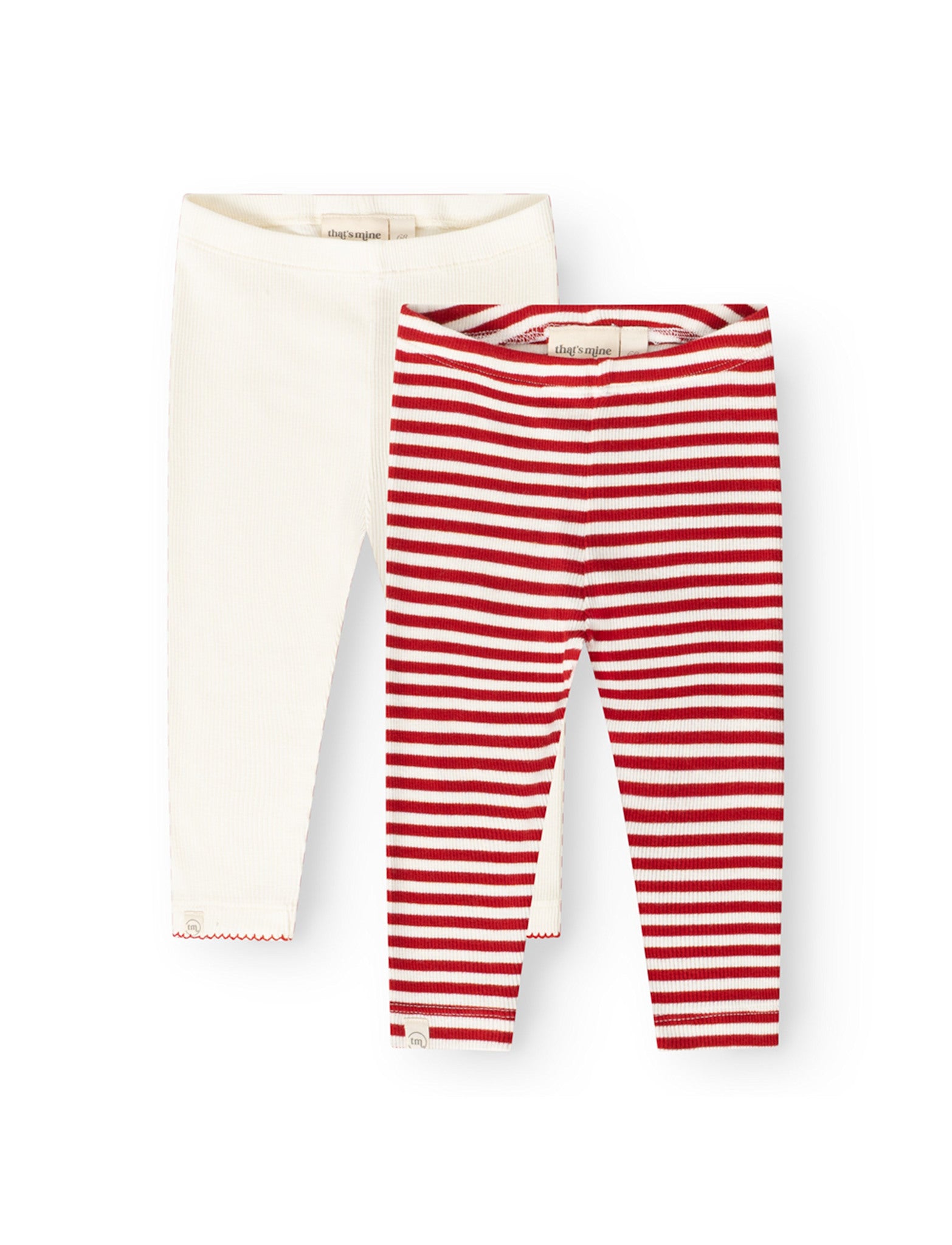 That's Mine   Jia Leggings 2 Pak   Red Stripe   50cm   0m fra That's Mine