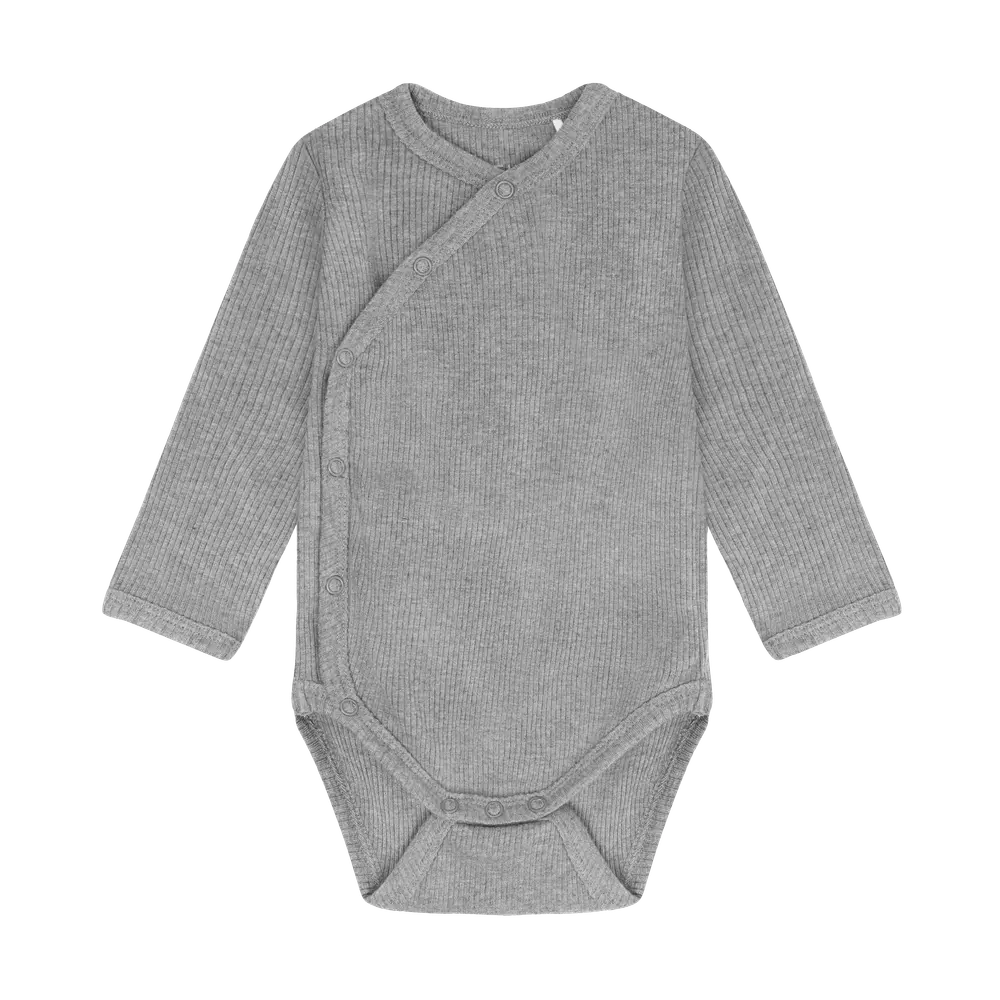 Langærmet Wrap Body Rib   Flint Gray Melange   50 fra Fixoni