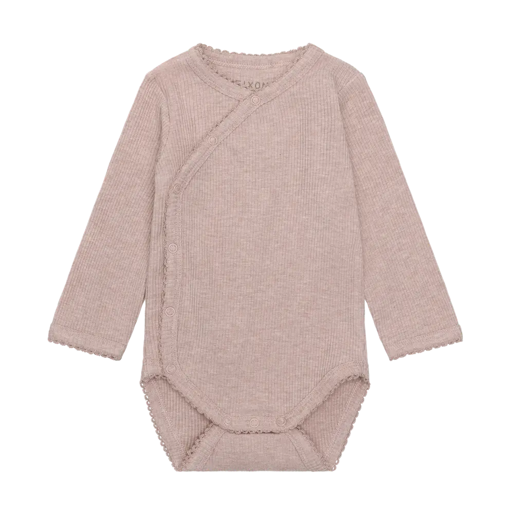Langærmet Wrap Body Rib   Pale Mauve Melange   62 fra Fixoni