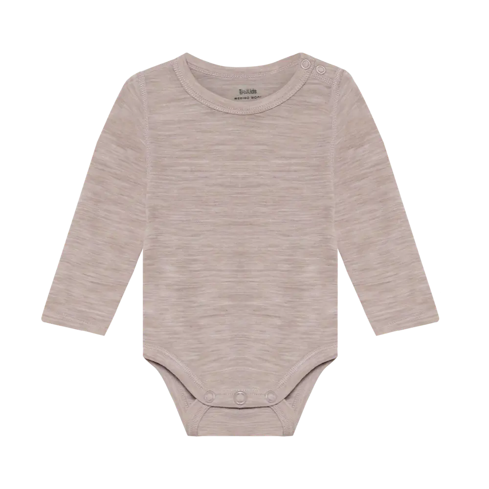 Uld Body Langærmet   Mocha Meringue Melange   90 fra Bekids
