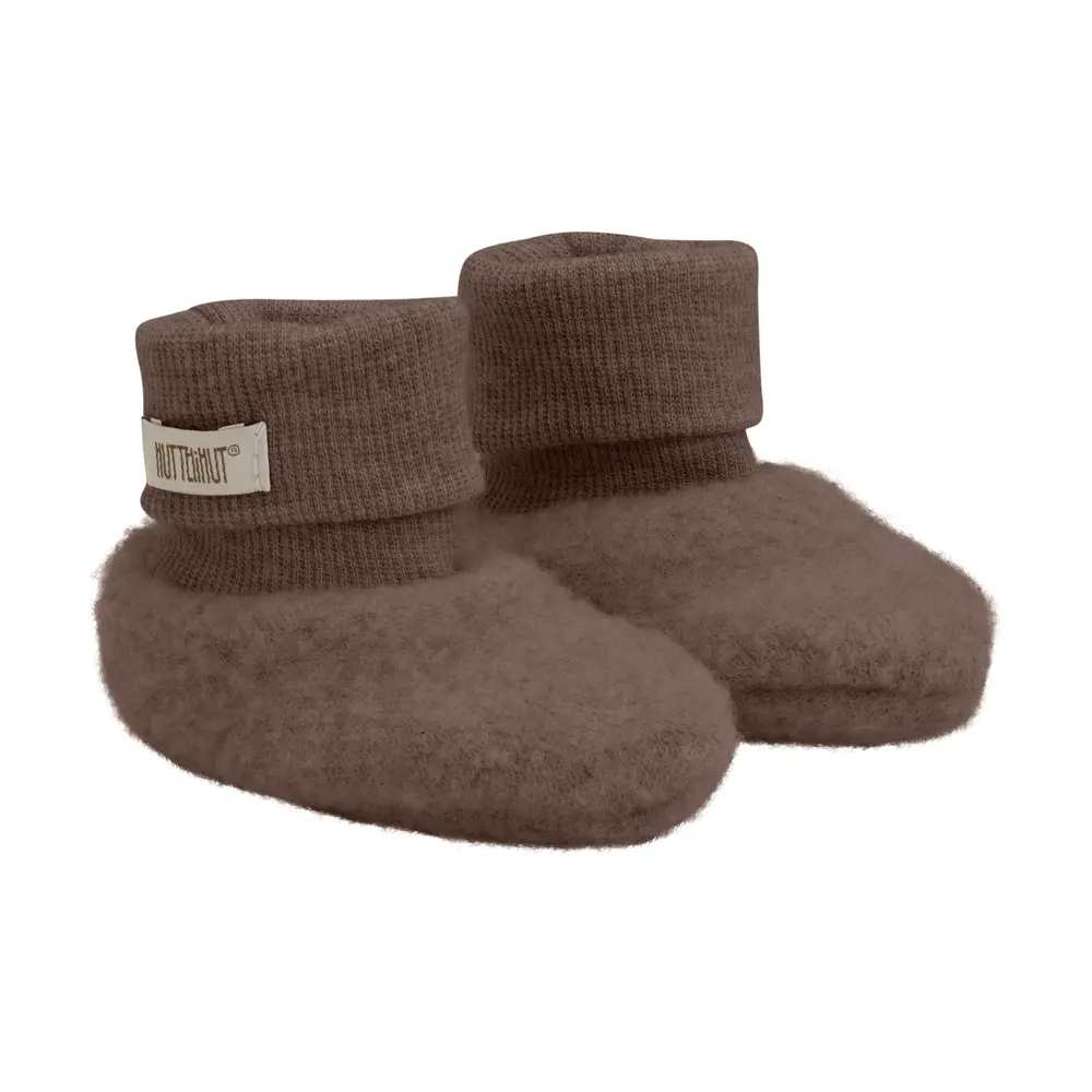 Uld Fleece Footies Brown Melange 62 68 fra Huttelihut
