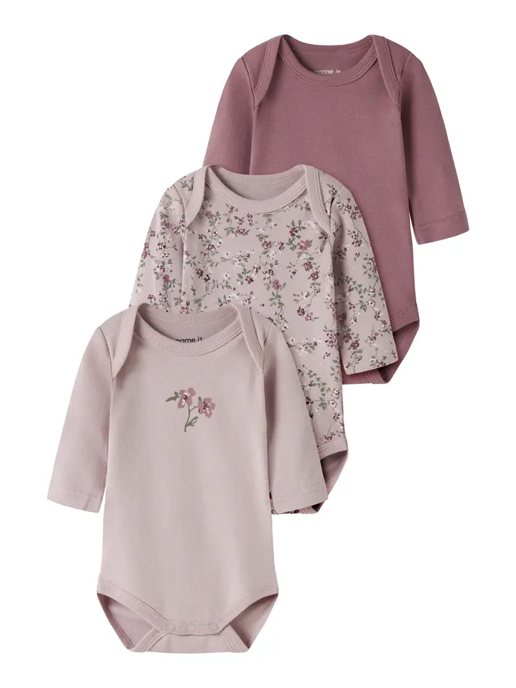 Violetblomst Langærmet Body 3 Pak   Violet Ice   50 fra Name It