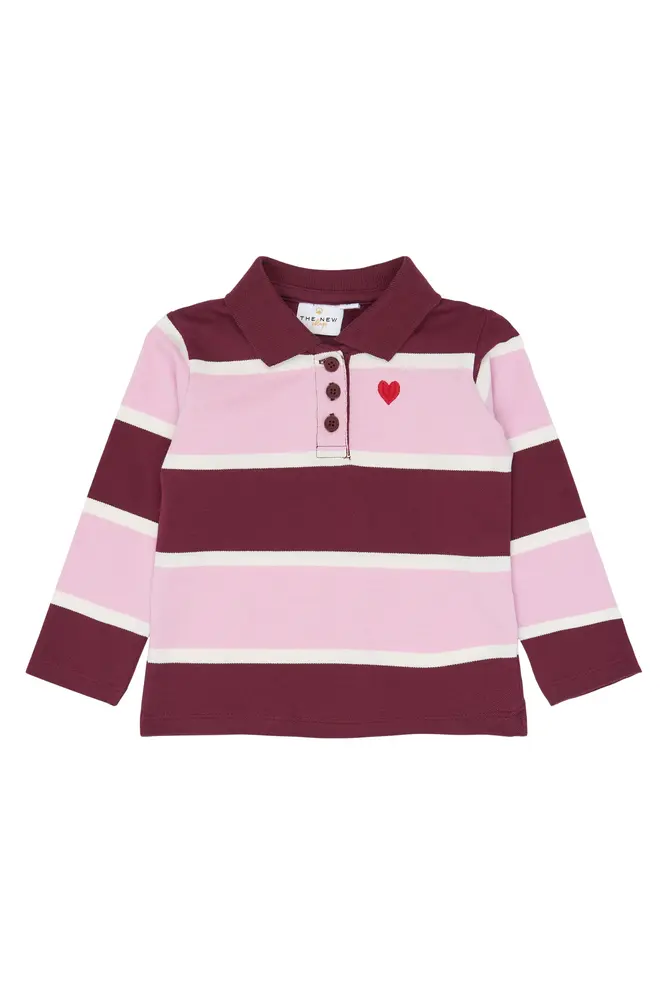 Vidalia Pique Polo   Burgundy Striped    98 fra The New Siblings