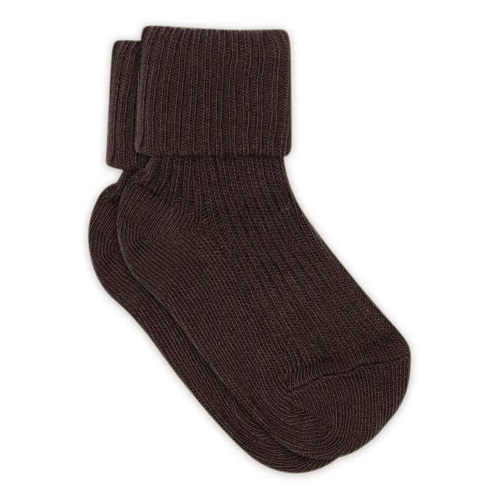 Baby Rib Ankelstrømpe   Dark Brown   25 28 fra Mp Denmark