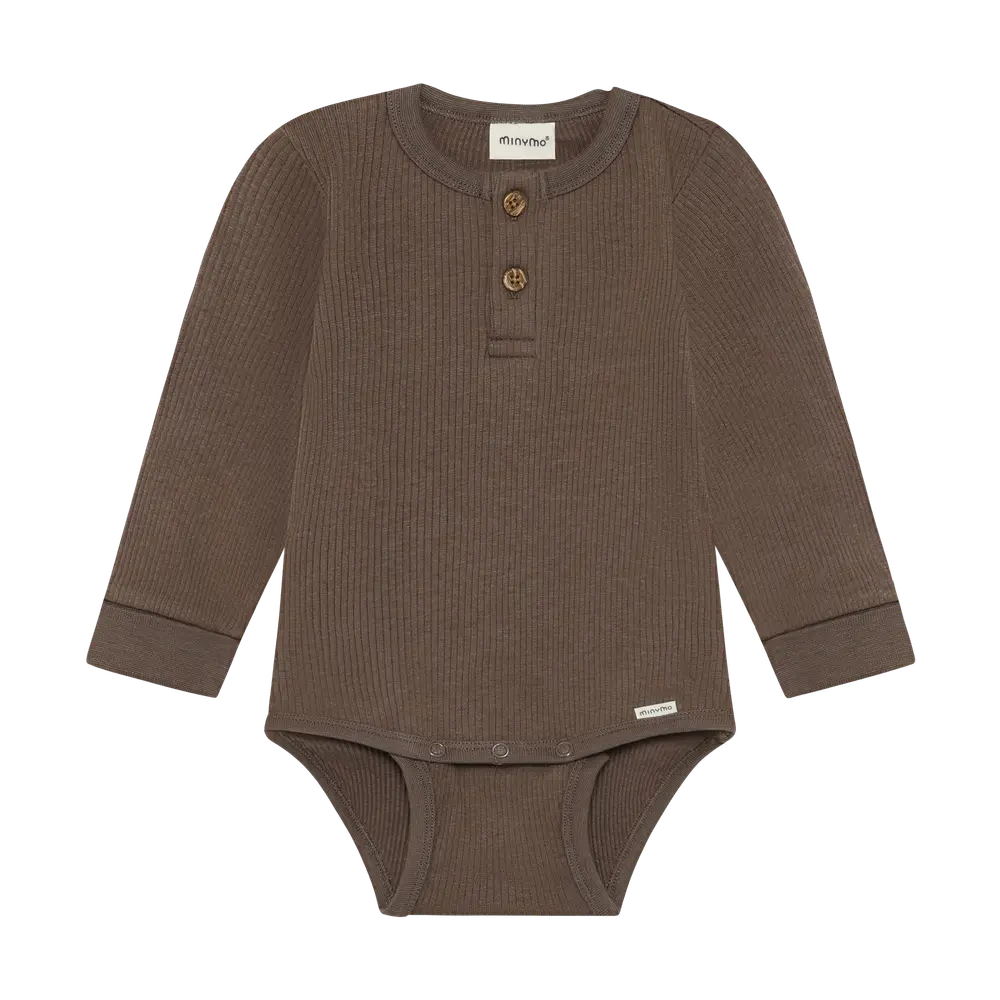 Langærmet Rib Body Chocolate Chip 68 fra Minymo