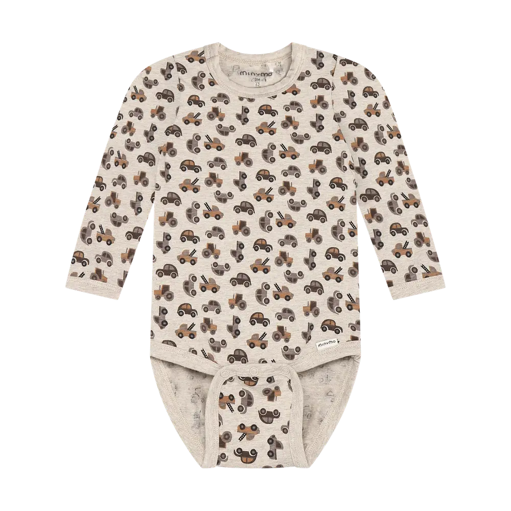 Langærmet Body   Beige Melange   56 fra Minymo