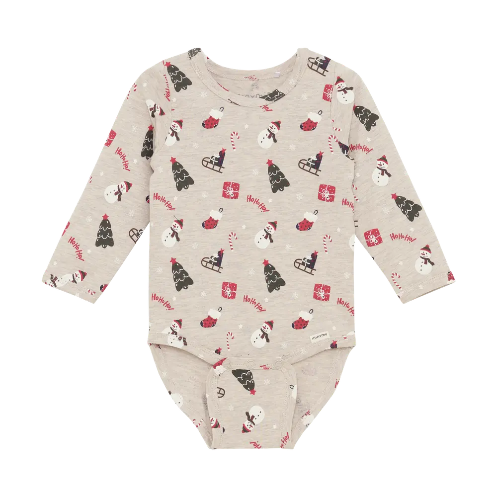Langærmet Body   Beige Melange   74 fra Minymo