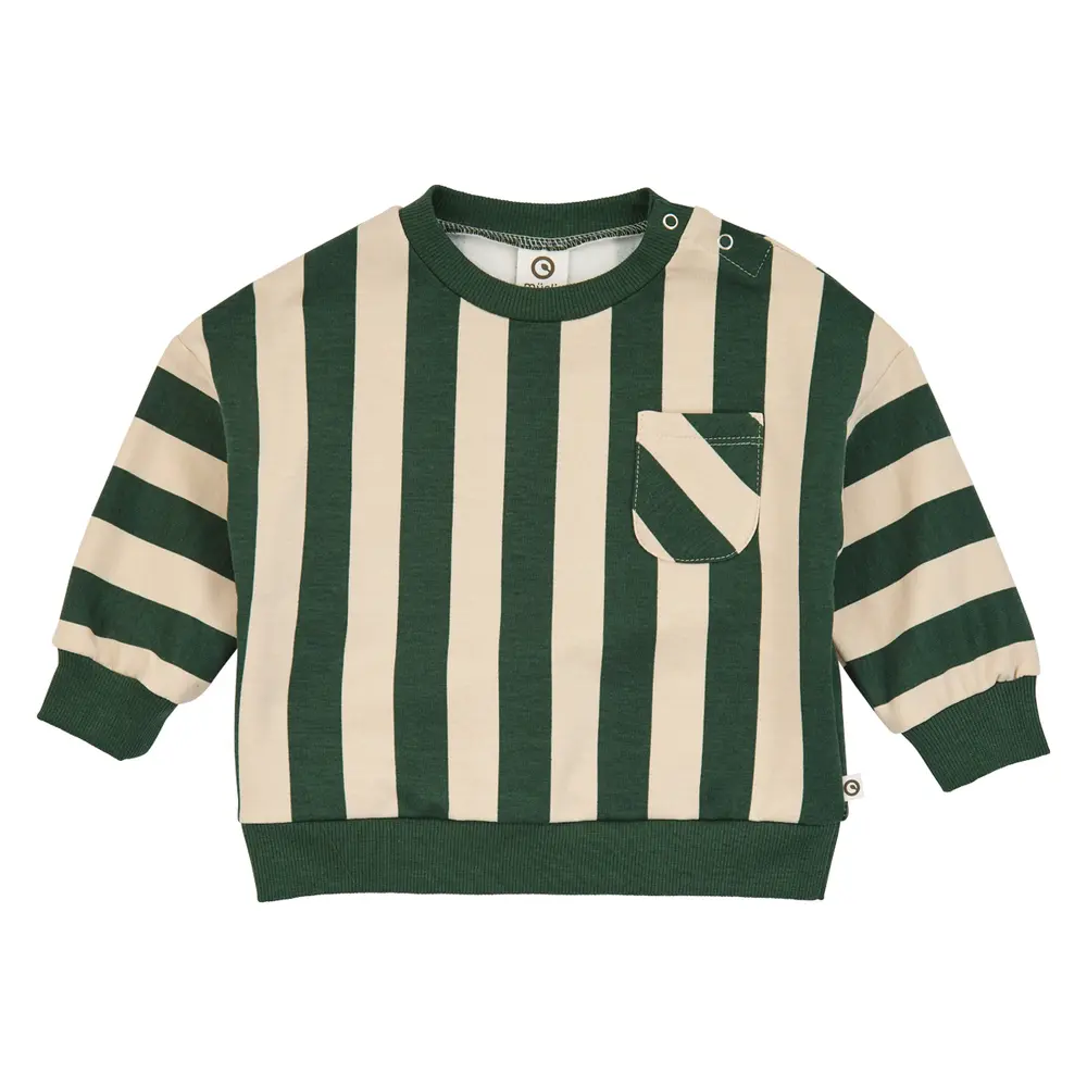 Stripe Sweatshirt   Oak Forest Green   80 fra Müsli