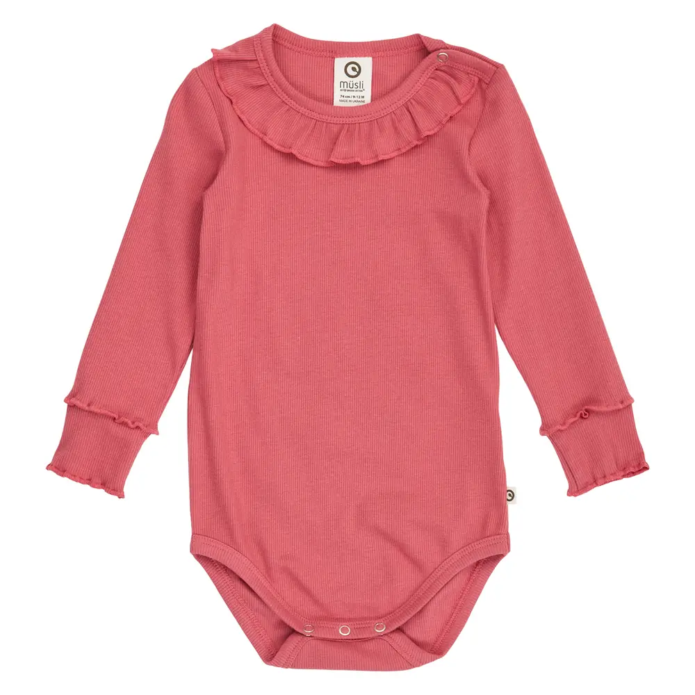 Cozy Me Rib Body Med Flæsekrave Baroque Rose 56 fra Müsli