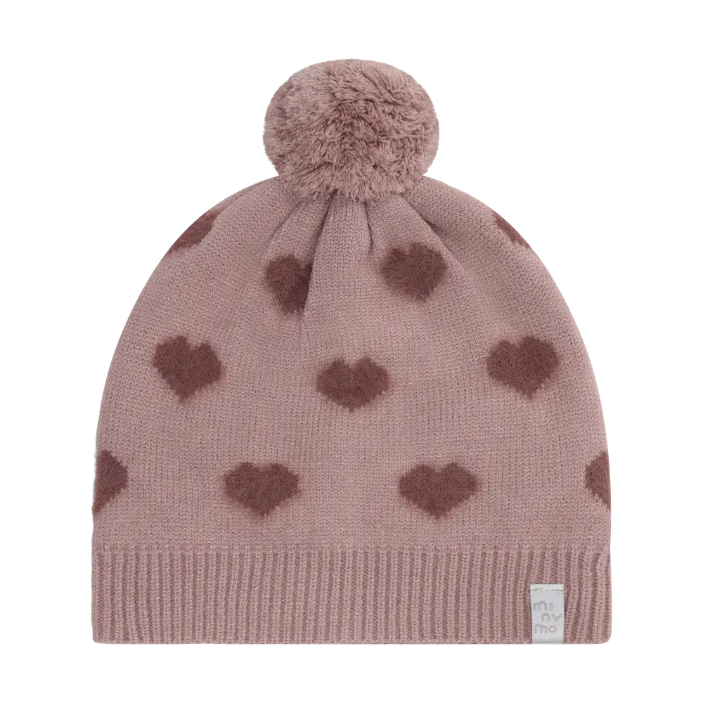 Strikket Hue M. Hjerter   Fawn   50 fra Minymo