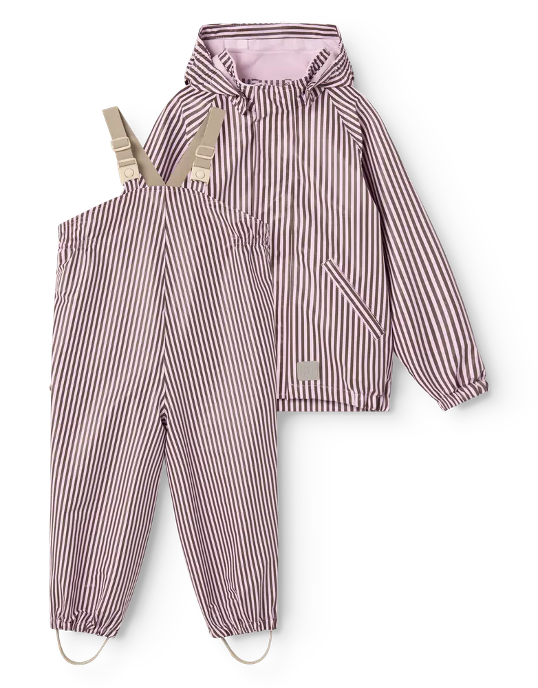 Oddy Regnsæt Pink Brown Stripes 98 fra Marmar Copenhagen