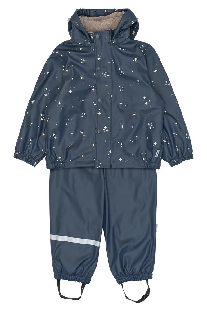 Mikk Line Pu Regnsæt M. Fleece Og Seler Star Sky Aop 116 fra Mikk-line