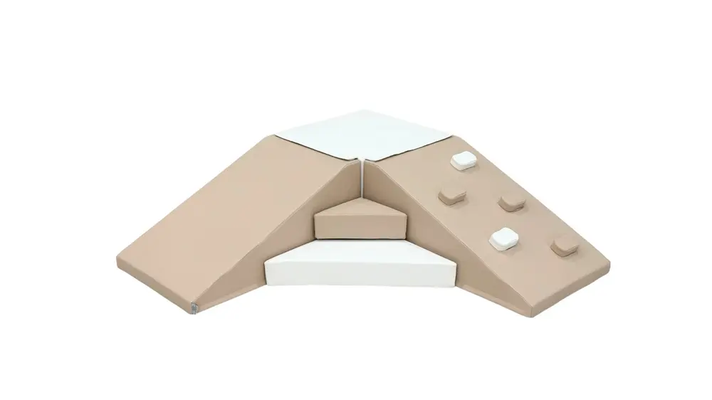 Skum Legesæt Med Rutsjebane Og Klatrevæg Hårdt Skum Beige Hvid fra Bekids