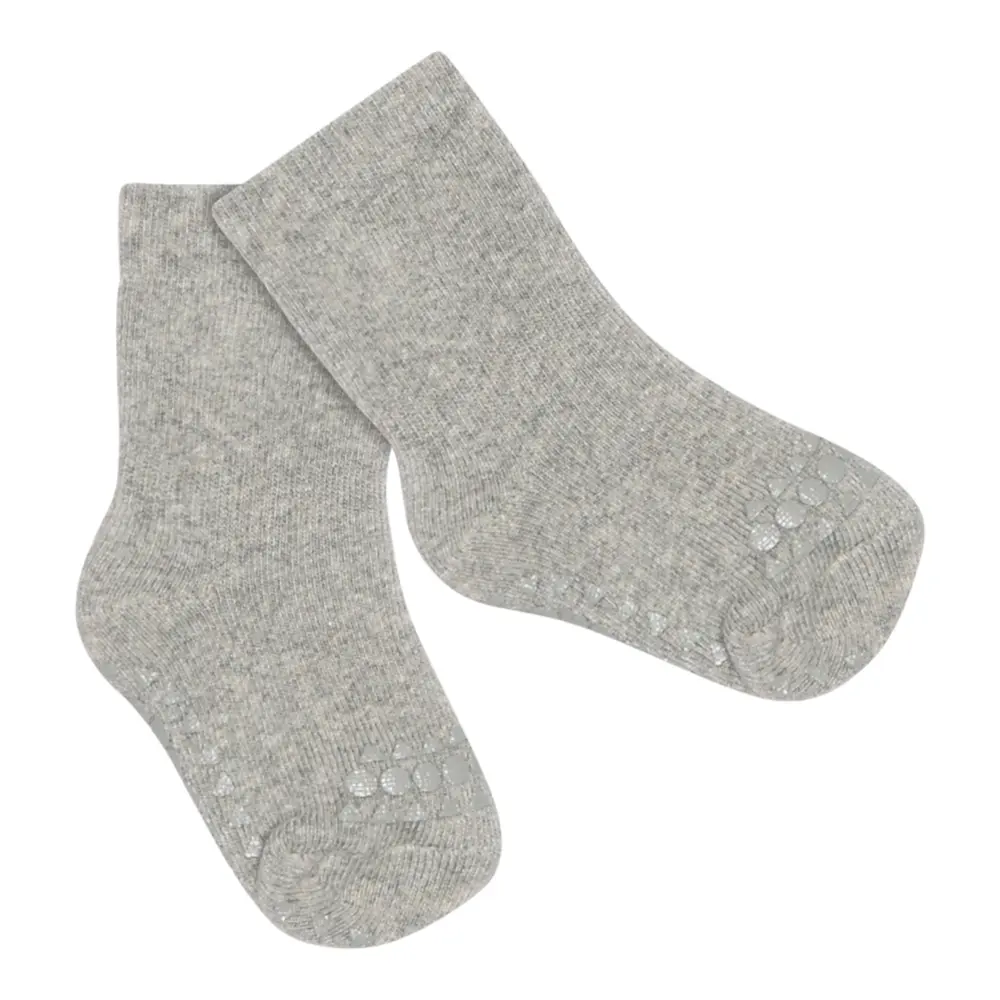 Skridsikre Strømper Terry Bomuld Grey Melange 14 16 fra Gobabygo