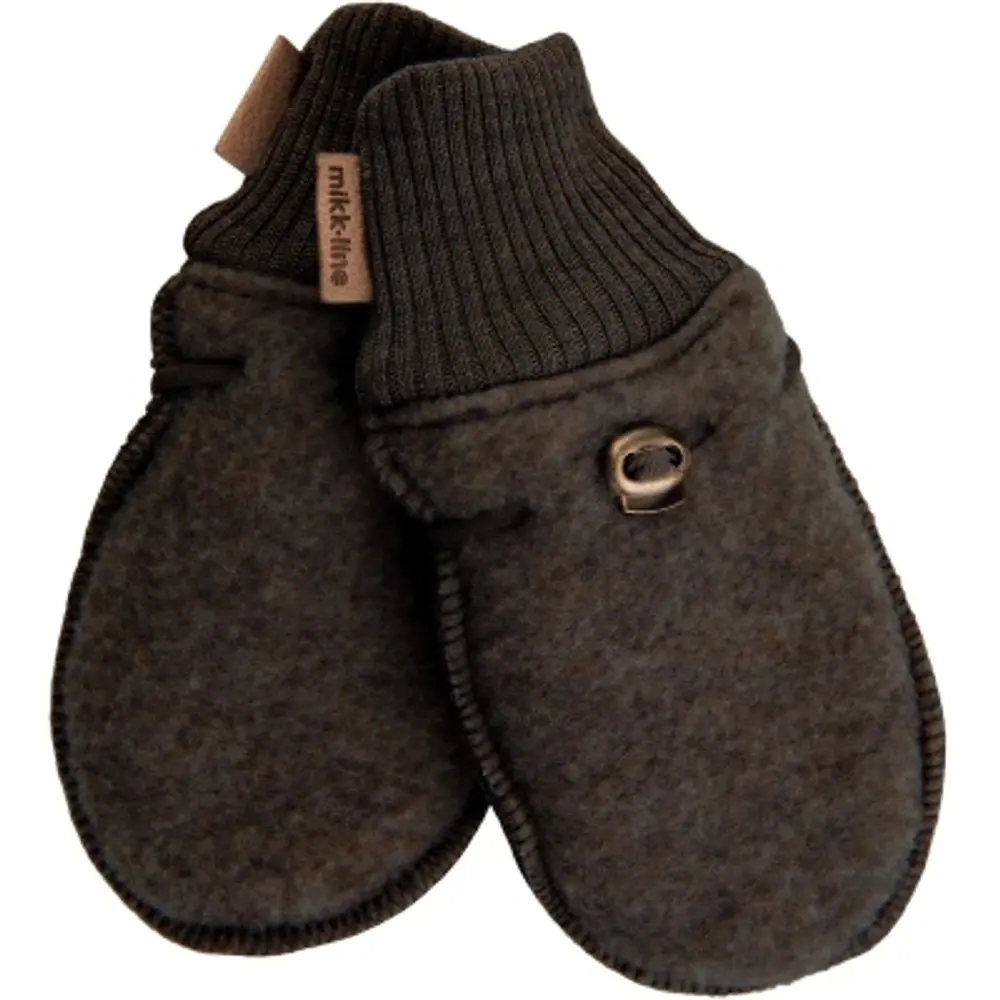 Uld Vanter   Dark Brown Melange   62 68 fra Mikk-line
