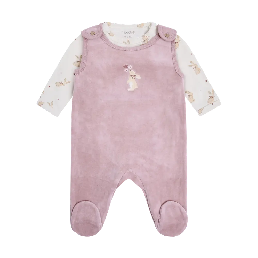 Sæt M. Body Og Velour Romper   Keepsake Lilac   44 fra Fixoni