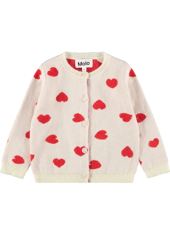 Goldie Cardigan Red Hearts 104 fra Molo