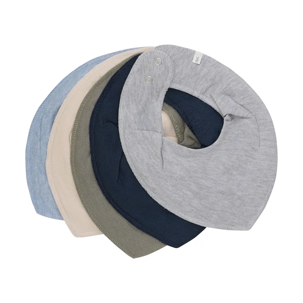 Bandana Bib 5 Pak Blue Fog Onesize fra Pippi