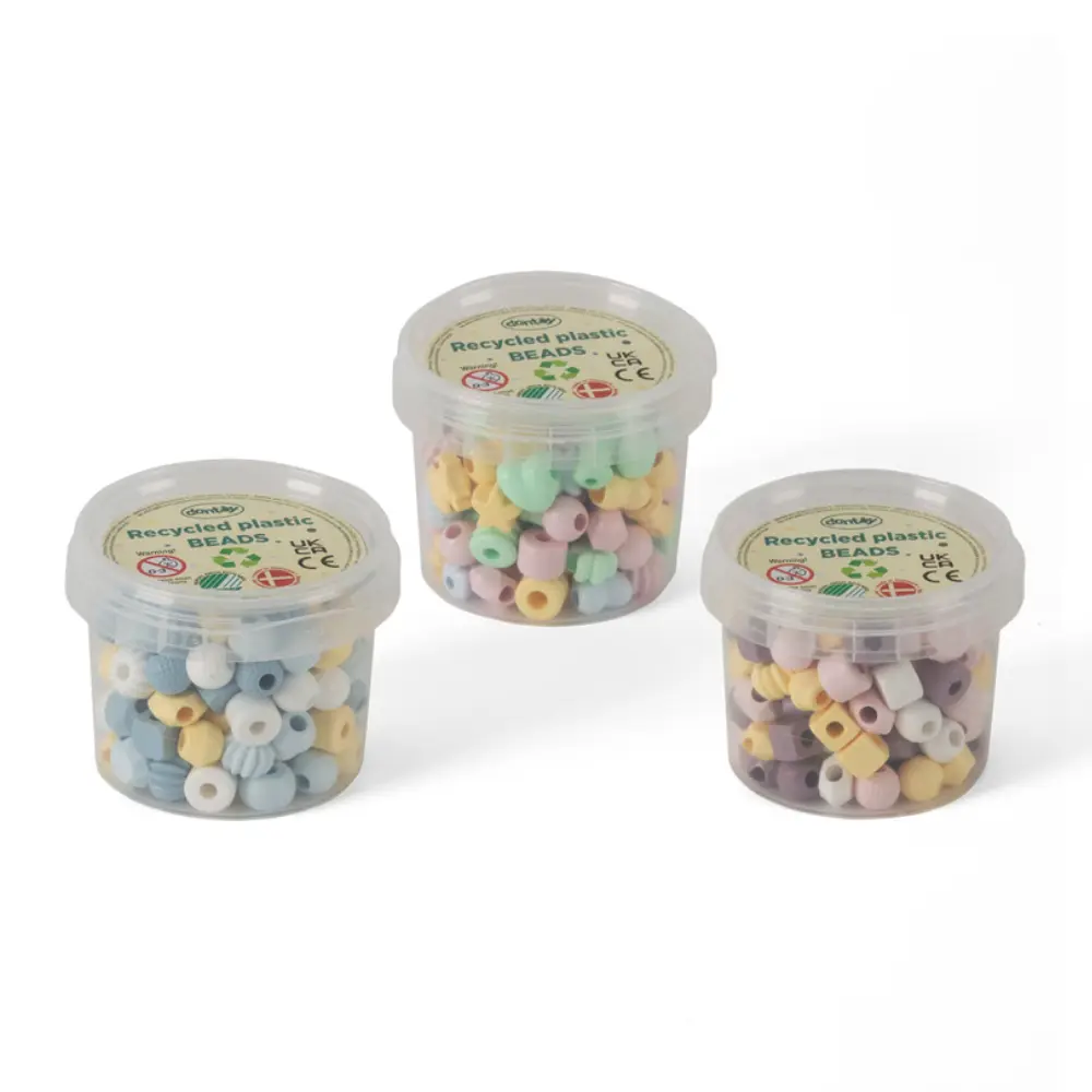 Recycled Pastelperler 125 Stk   3 Farvekombinationer fra Dantoy