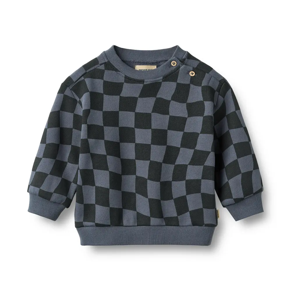 Elliot Sweatshirt   Navy Blue Check   80 fra Wheat